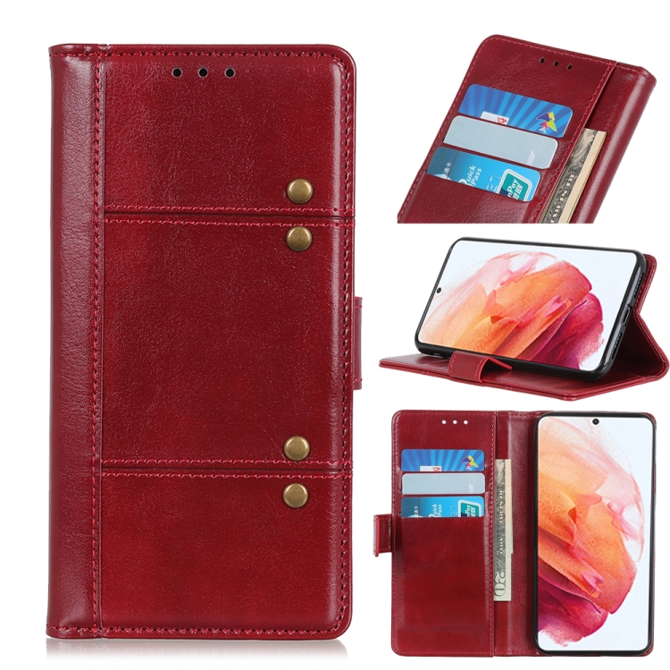 

For Samsung Galaxy S21 5G Peas Crazy Horse Texture Horizontal Flip Leather Case with Holder & Card Slots & Wallet(Red)