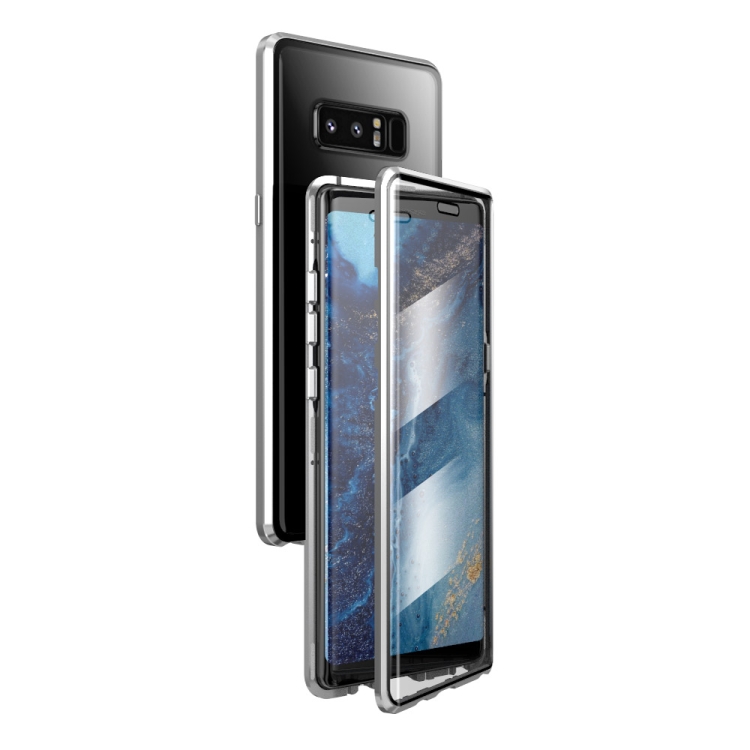 

For Samsung Galaxy Note 8 Magnetic Metal Frame Double-sided Tempered Glass Case(Silver)