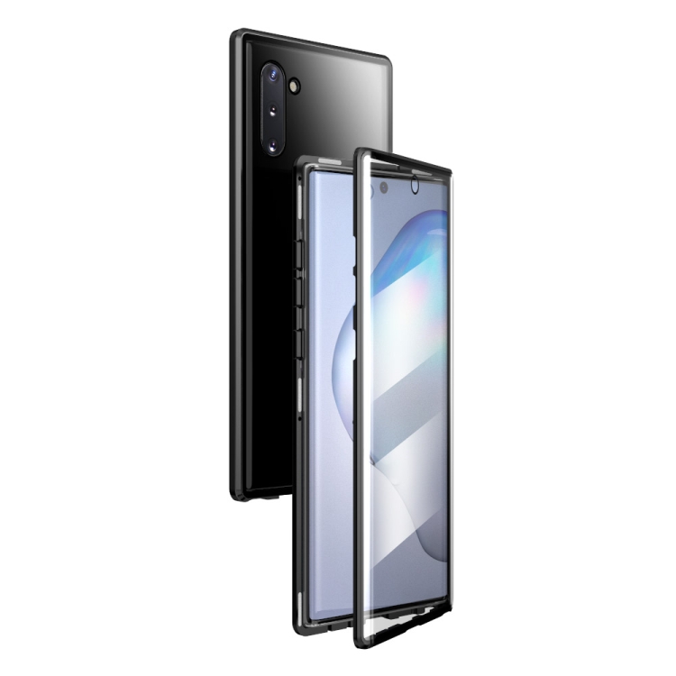 

For Samsung Galaxy Note10 Magnetic Metal Frame Double-sided Tempered Glass Case(Black)