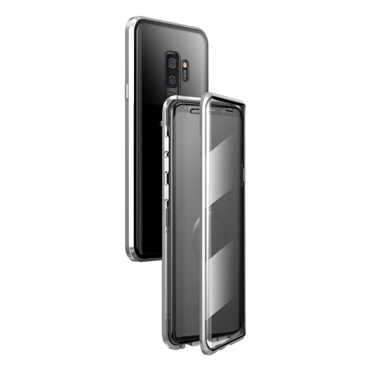 

For Samsung Galaxy S9+ Magnetic Metal Frame Double-sided Tempered Glass Case(Silver)