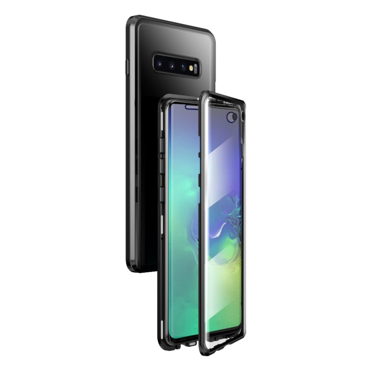 

For Samsung Galaxy S10 Magnetic Metal Frame Double-sided Tempered Glass Case(Black)