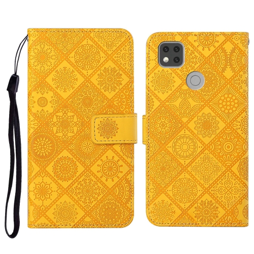 

For Xiaomi Redmi 9C Ethnic Style Embossed Pattern Horizontal Flip Leather Case with Holder & Card Slots & Wallet & Lanyard(Yellow)