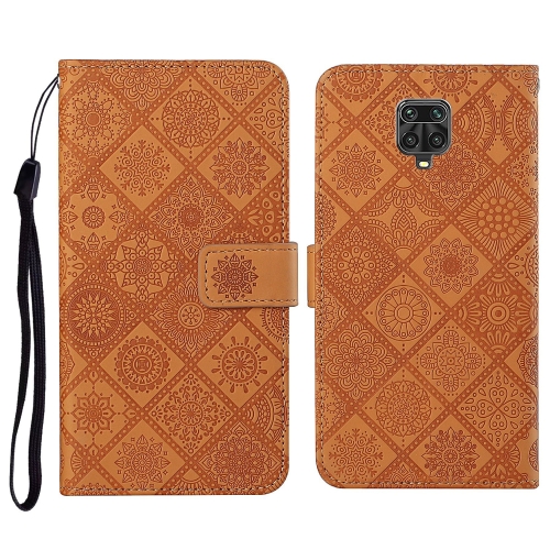 

For Xiaomi Redmi Note 9 Pro Ethnic Style Embossed Pattern Horizontal Flip Leather Case with Holder & Card Slots & Wallet & Lanyard(Brown)