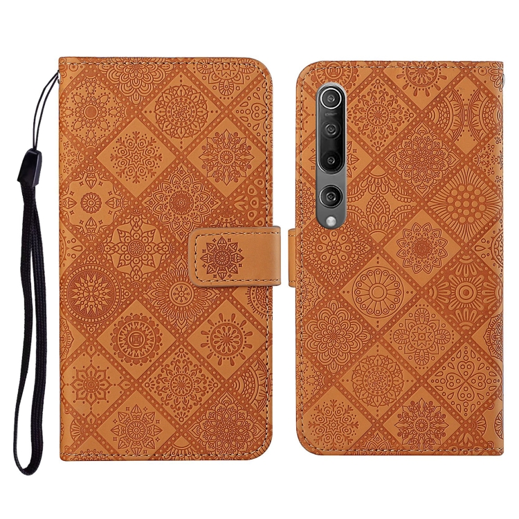 

For Xiaomi Mi 10 5G Ethnic Style Embossed Pattern Horizontal Flip Leather Case with Holder & Card Slots & Wallet & Lanyard(Brown)