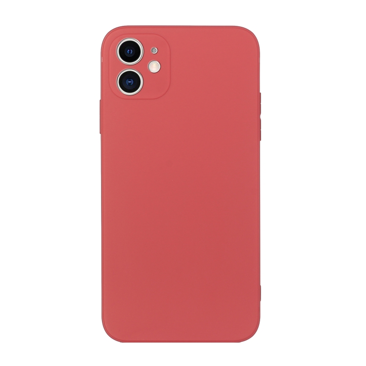 

Straight Edge Solid Color TPU Shockproof Case For iPhone 11(Hawthorn Red)