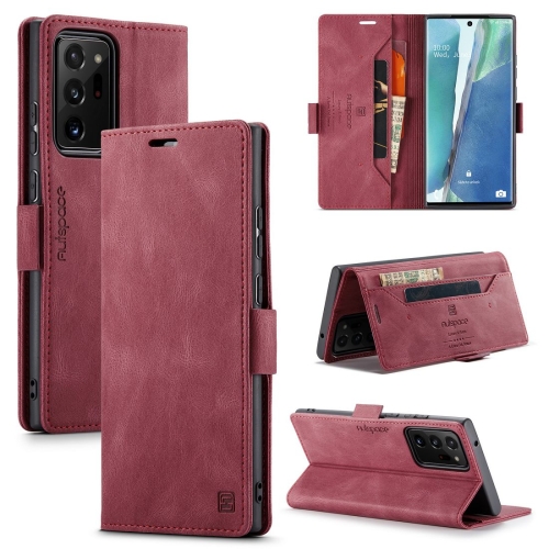 

For Samsung Galaxy Note20 Ultra AutSpace A01 Retro Skin-feel Crazy Horse Texture Horizontal Flip Leather Case with Holder & Card Slots & Wallet & RFID(Wine Red)