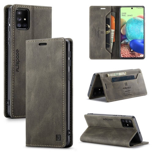 

For Samsung Galaxy A71 AutSpace A01 Retro Skin-feel Crazy Horse Texture Horizontal Flip Leather Case with Holder & Card Slots & Wallet & RFID(Coffee)