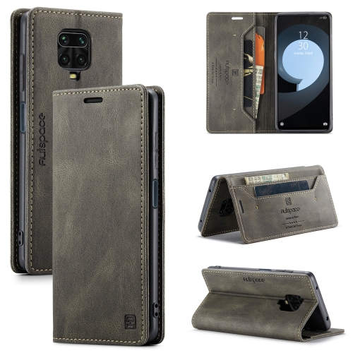 

For Xiaomi Redmi Note 9s AutSpace A01 Retro Skin-feel Crazy Horse Texture Horizontal Flip Leather Case with Holder & Card Slots & Wallet & RFID(Coffee)