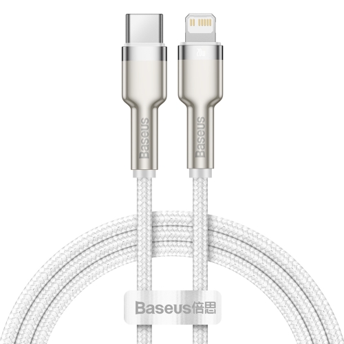 

Baseus CATLJK-A02 Cafule Series 20W Type-C / USB-C to 8 Pin PD Metal Charging Data Cable, Length:1m(White)