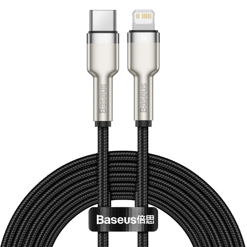 

Baseus CATLJK-B01 Cafule Series 20W Type-C / USB-C to 8 Pin PD Metal Charging Data Cable, Length:2m(Black)