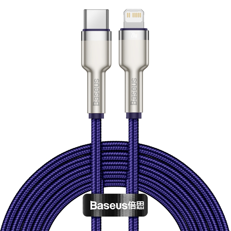 

Baseus CATLJK-B05 Cafule Series 20W Type-C / USB-C to 8 Pin PD Metal Charging Data Cable, Length:2m(Purple)