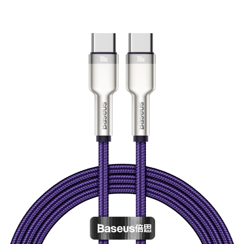 

Baseus CATJK-C05 Cafule Series 100W Type-C / USB-C to Type-C / USB-C Metal Charging Data Cable, Length:1m(Purple)