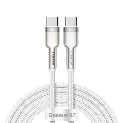 

Baseus CATJK-D02 Cafule Series 100W Type-C / USB-C to Type-C / USB-C Metal Charging Data Cable, Length:2m(White)