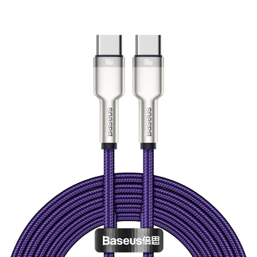 

Baseus CATJK-D05 Cafule Series 100W Type-C / USB-C to Type-C / USB-C Metal Charging Data Cable, Length:2m(Purple)