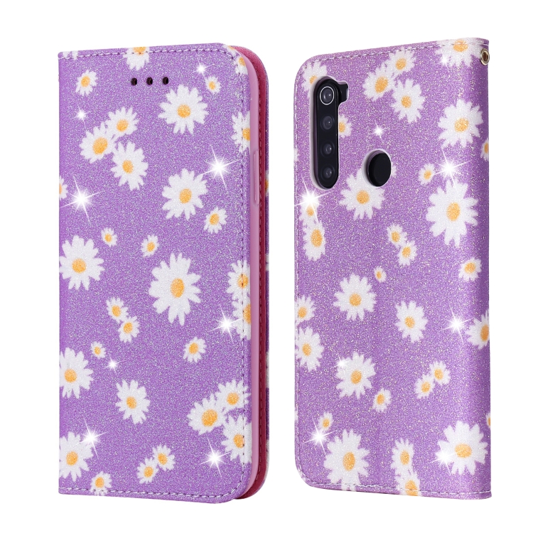 

For Xiaomi Redmi Note 8 Glittering Daisy Magnetic Horizontal Flip Leather Case with Holder & Card Slots & Photo Frame(Purple)