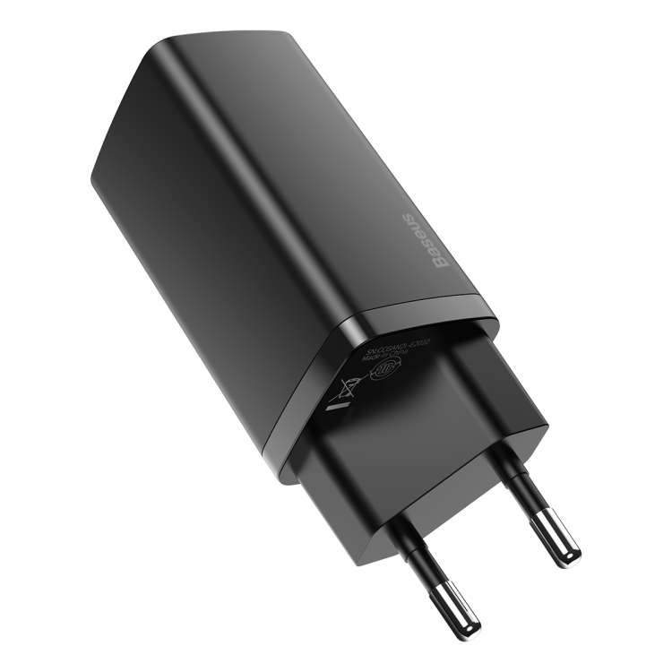 

Baseus CCGAN2L-B01 65W Type-C / USB-C + USB GaN2 Lite Quick Charging Travel Charger Power Adapter, EU Plug(Black)