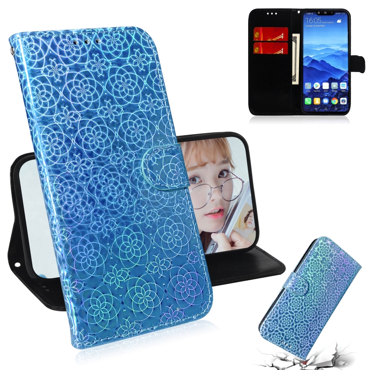 

For Huawei Mate 20 Lite Solid Color Colorful Magnetic Buckle Horizontal Flip PU Leather Case with Holder & Card Slots & Wallet & Lanyard(Blue)