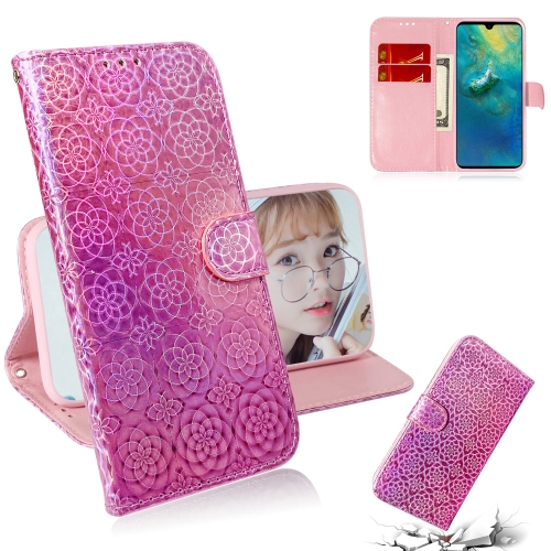 

For Huawei Mate 20 Solid Color Colorful Magnetic Buckle Horizontal Flip PU Leather Case with Holder & Card Slots & Wallet & Lanyard(Pink)