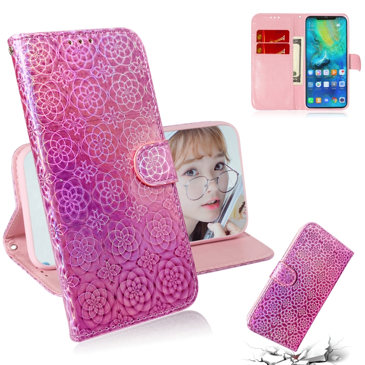 

For Huawei Mate 20 Pro Solid Color Colorful Magnetic Buckle Horizontal Flip PU Leather Case with Holder & Card Slots & Wallet & Lanyard(Pink)