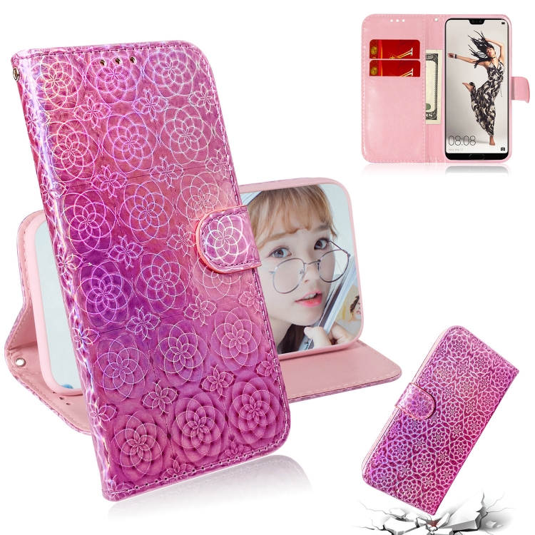 

For Huawei P20 Pro Solid Color Colorful Magnetic Buckle Horizontal Flip PU Leather Case with Holder & Card Slots & Wallet & Lanyard(Pink)
