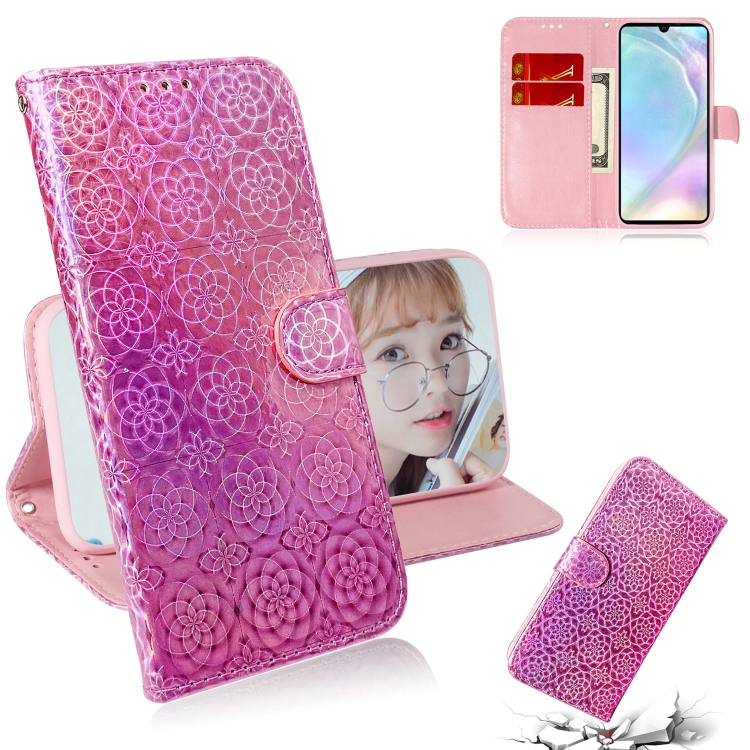 

For Huawei P30 Solid Color Colorful Magnetic Buckle Horizontal Flip PU Leather Case with Holder & Card Slots & Wallet & Lanyard(Pink)