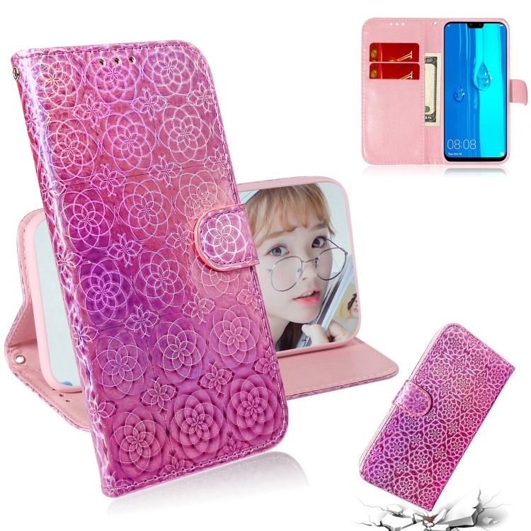 

For Huawei Y9 (2019) / Enjoy 9 Plus Solid Color Colorful Magnetic Buckle Horizontal Flip PU Leather Case with Holder & Card Slots & Wallet & Lanyard(Pink)