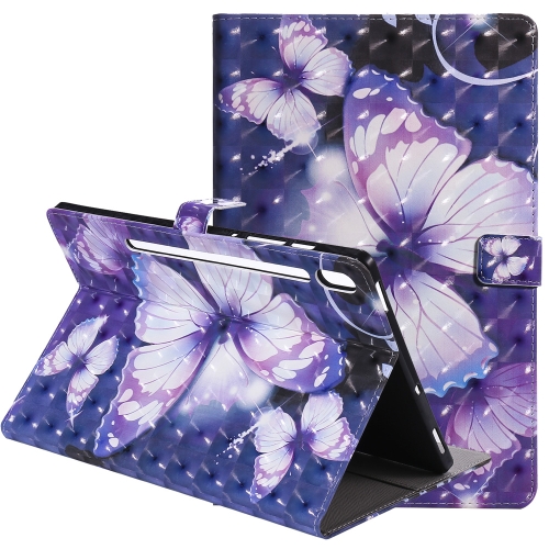 

For Samsung Galaxy Tab S6 T860 3D Painted Pattern Horizontal Flip Leather Case with Holder & Card Slots & Wallet & Sleep / Wake-up Function (Purple Butterfly)