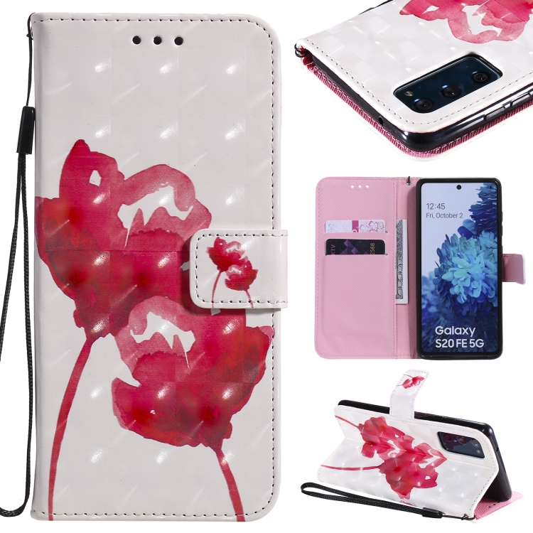 

For Samsung Galaxy S20 FE 3D Painting Horizontal Flip Leather Case with Holder & Card Slot & Lanyard(Red Rose)