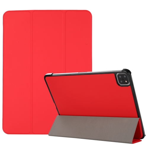 

3-folding Skin Texture Horizontal Flip TPU + PU Leather Case with Holder For iPad Air (2020) 10.9 (Red)