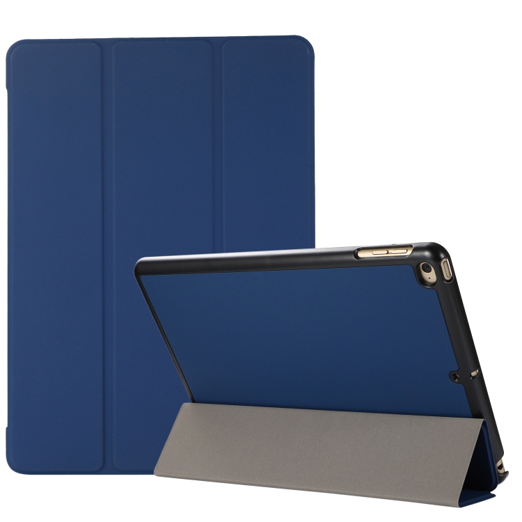 

3-folding Skin Texture Horizontal Flip TPU + PU Leather Case with Holder For iPad 9.7 (2018) / 9.7 (2017) / air / air2(Navy Blue)