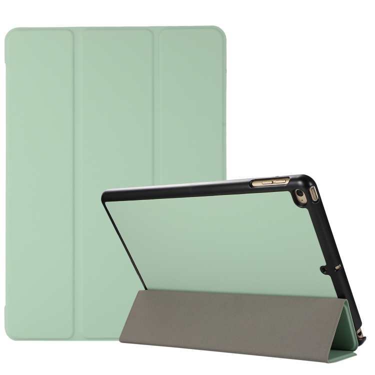 

3-folding Skin Texture Horizontal Flip TPU + PU Leather Case with Holder For iPad 9.7 (2018) / 9.7 (2017) / air / air2(Mint Green)