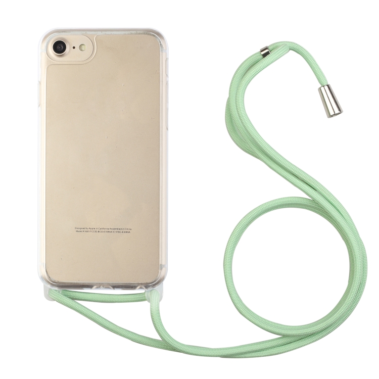 

Shockproof Ultra-thin TPU + Acrylic Protective Case with Lanyard For iPhone 7 Plus / 8 Plus(Light Green)