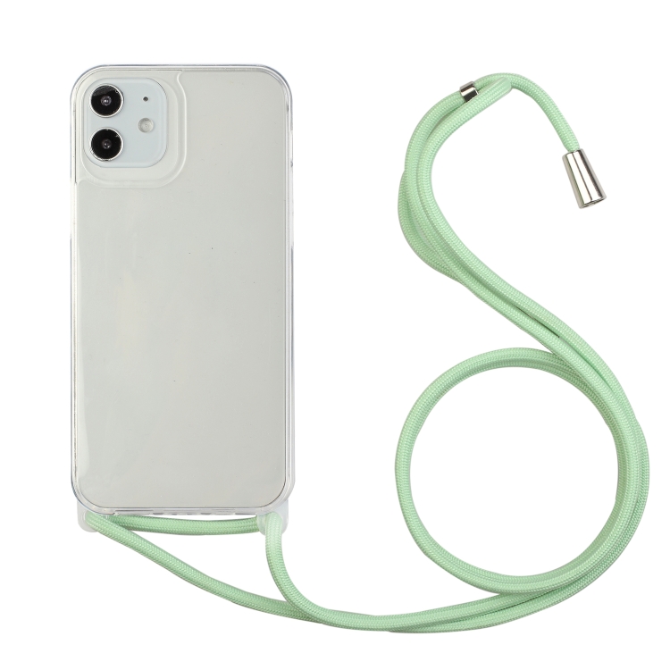 

Shockproof Ultra-thin TPU + Acrylic Protective Case with Lanyard For iPhone 12 / 12 Pro(Light Green)