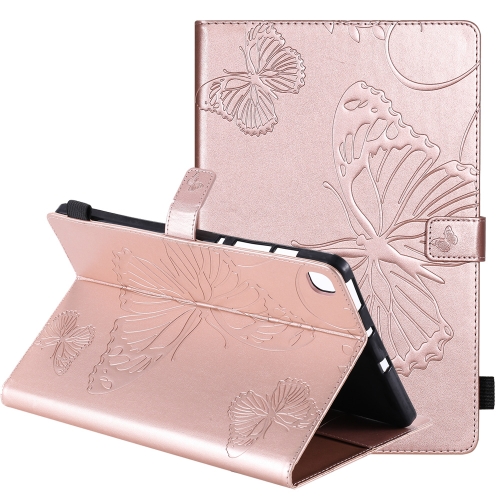 

For Samsung Galaxy S6 Lite P610 Pressed Printing Butterfly Pattern Horizontal Flip Leather Case with Holder & Card Slots & Wallet & Sleep / Wake-up Function (Rose Gold)