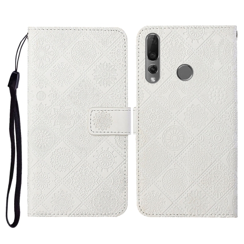 

For Huawei P Smart Z / Y9 Prime 2019 Ethnic Style Embossed Pattern Horizontal Flip Leather Case with Holder & Card Slots & Wallet & Lanyard(White)