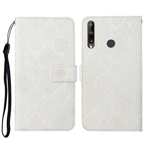 

Huawei P40 lite E / Y7p Ethnic Style Embossed Pattern Horizontal Flip Leather Case with Holder & Card Slots & Wallet & Lanyard(White)