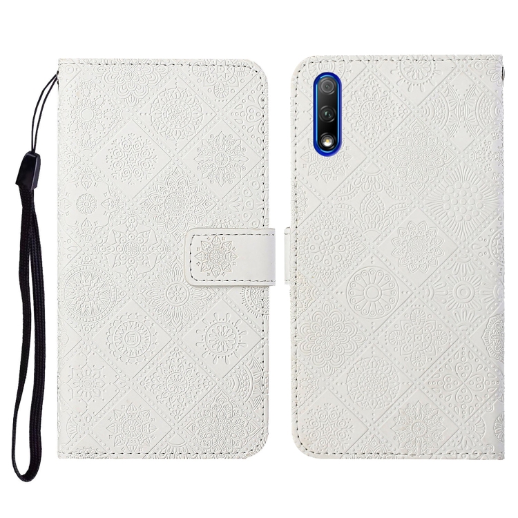 

For Huawei Honor 9X / 9X Pro Ethnic Style Embossed Pattern Horizontal Flip Leather Case with Holder & Card Slots & Wallet & Lanyard(White)