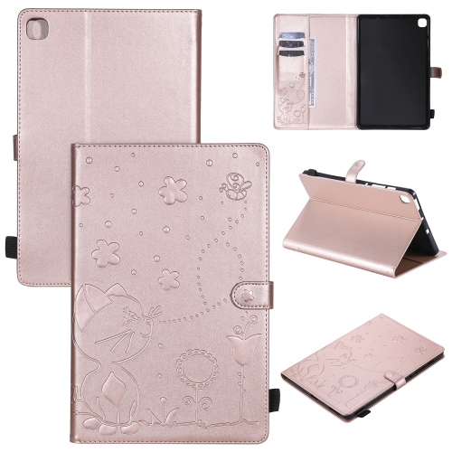 

For Samsung Galaxy S6 Lite P610 Cat Bee Embossing Pattern Shockproof Table PC Protective Horizontal Flip Leather Case with Holder & Card Slots & Wallet & Pen Slot & Wake-up / Sleep Function(Rose Gold)