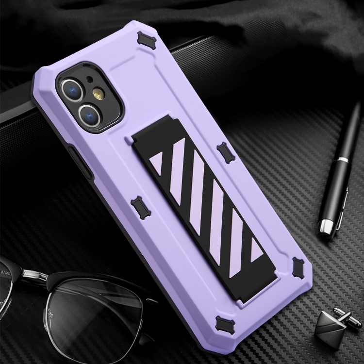 

Bright Shield 3 in 1 Shockproof TPU + PC + Back Silicone Webbing Protective Case For iPhone 11 Pro Max(Purple)