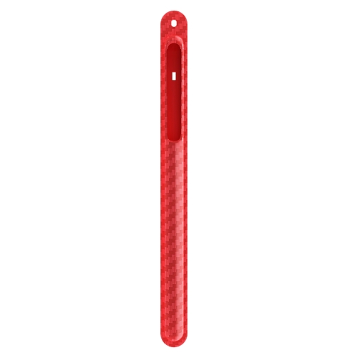 

TPU Carbon Fiber Pattern Capacitor Stylus Pen Protective Case with Hook For Apple Pencil 1(Red)