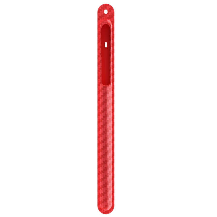 

TPU Carbon Fiber Pattern Capacitor Stylus Pen Protective Case with Hook For Apple Pencil 2(Red)