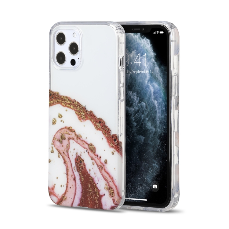 

Hollow Marble Pattern TPU Protective Case For iPhone 12 / 12 Pro(Red)