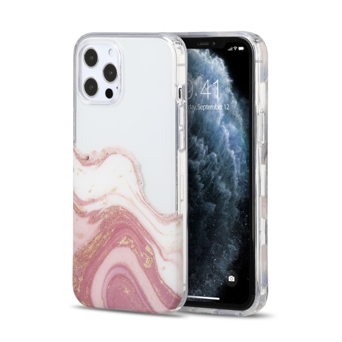 

Hollow Marble Pattern TPU Protective Case For iPhone 12 / 12 Pro(Pink)