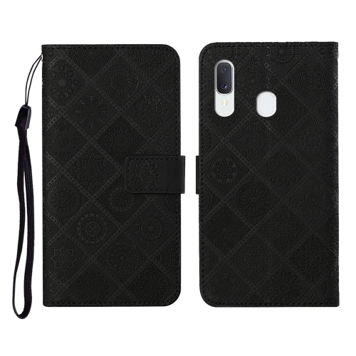 

For Samsung Galaxy A20e Ethnic Style Embossed Pattern Horizontal Flip Leather Case with Holder & Card Slots & Wallet & Lanyard(Black)