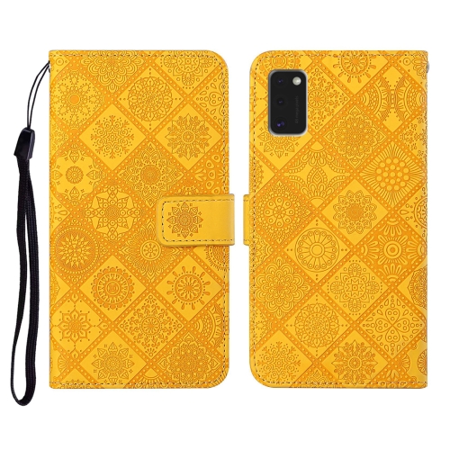 

For Samsung Galaxy A41 Ethnic Style Embossed Pattern Horizontal Flip Leather Case with Holder & Card Slots & Wallet & Lanyard(Yellow)