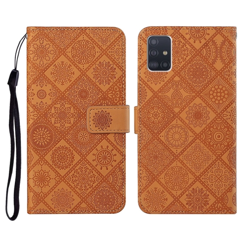 

For Samsung Galaxy A51 Ethnic Style Embossed Pattern Horizontal Flip Leather Case with Holder & Card Slots & Wallet & Lanyard(Brown)