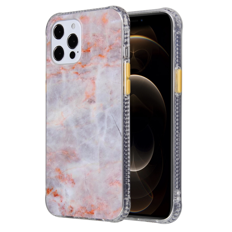 

Coloured Glaze Marble TPU + PC Protective Case For iPhone 12 Pro Max(Orange)