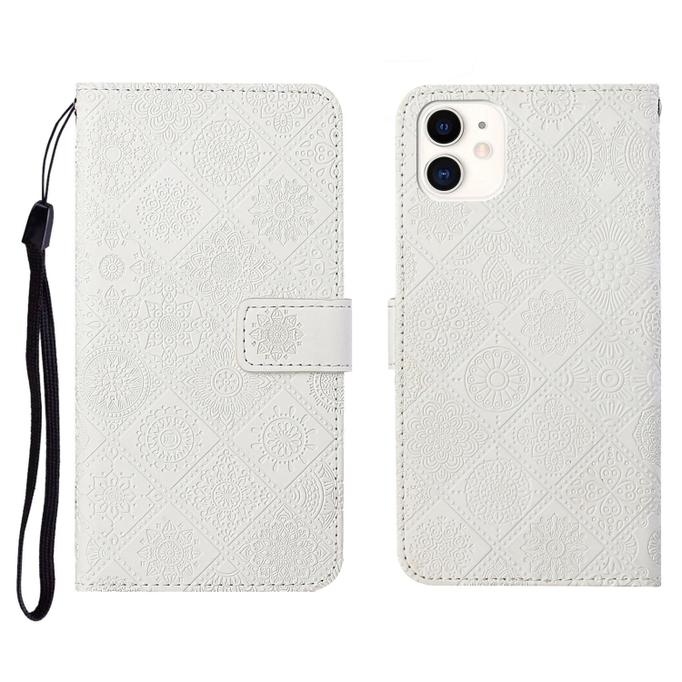 

Ethnic Style Embossed Pattern Horizontal Flip Leather Case with Holder & Card Slots & Wallet & Lanyard For iPhone 11(White)