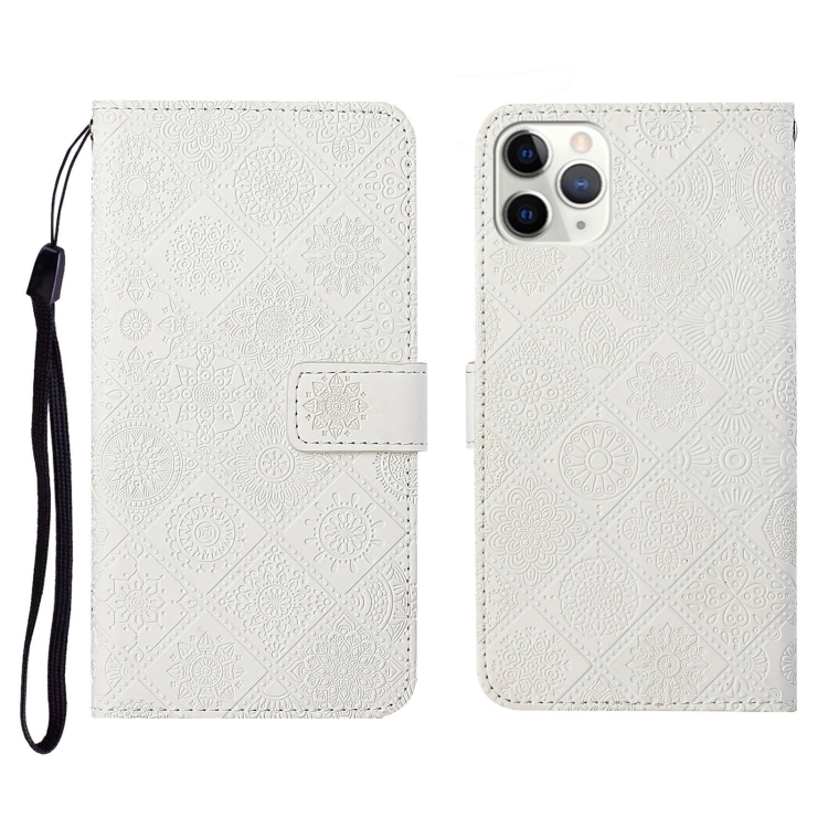 

Ethnic Style Embossed Pattern Horizontal Flip Leather Case with Holder & Card Slots & Wallet & Lanyard For iPhone 11 Pro Max(White)