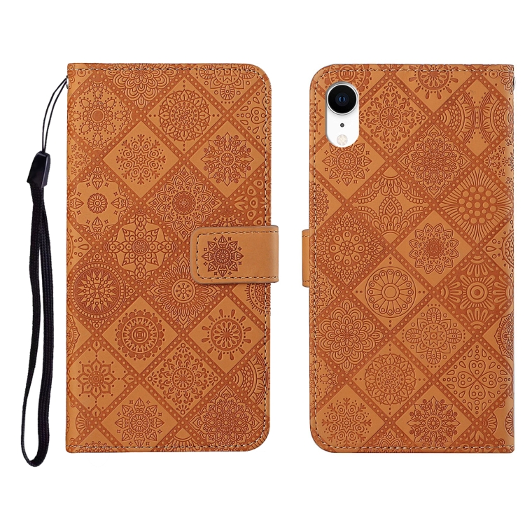 

Ethnic Style Embossed Pattern Horizontal Flip Leather Case with Holder & Card Slots & Wallet & Lanyard For iPhone XR(Brown)